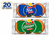 Assortiment de thé national et biscuits au gingembre, paquet de 10 | Snacks jamaïcains, 5 de chaque