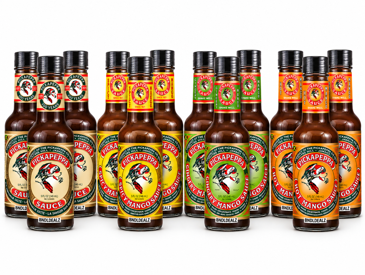 Assortiment de sauces Pickapeppa, 4 bouteilles de 148 ml chacune | 1 de chaque saveur