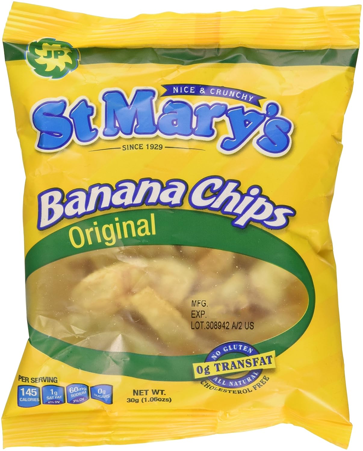 St. Mary's Original Banana Chips 24 Pack 30g Each