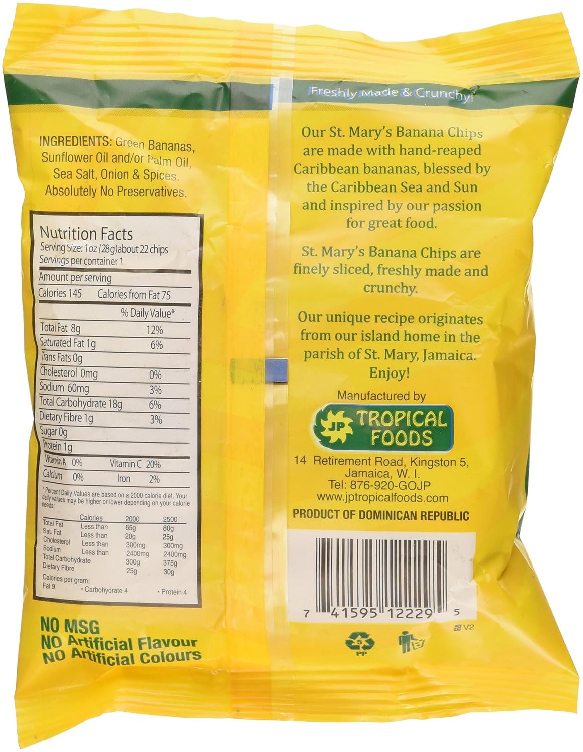 St. Mary's Original Banana Chips 24 Pack 30g Each