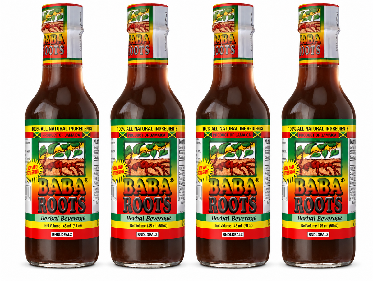 Baba Roots Herbal Beverage 4 Pack, 145mL bottles, authentic Jamaican herbal drink