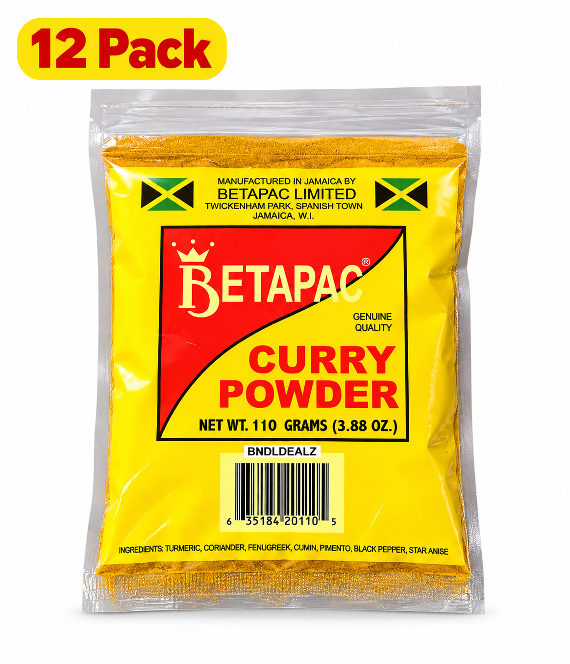 Betapac Curry Powder 12 Pack, 110g each, authentic Jamaican curry powder