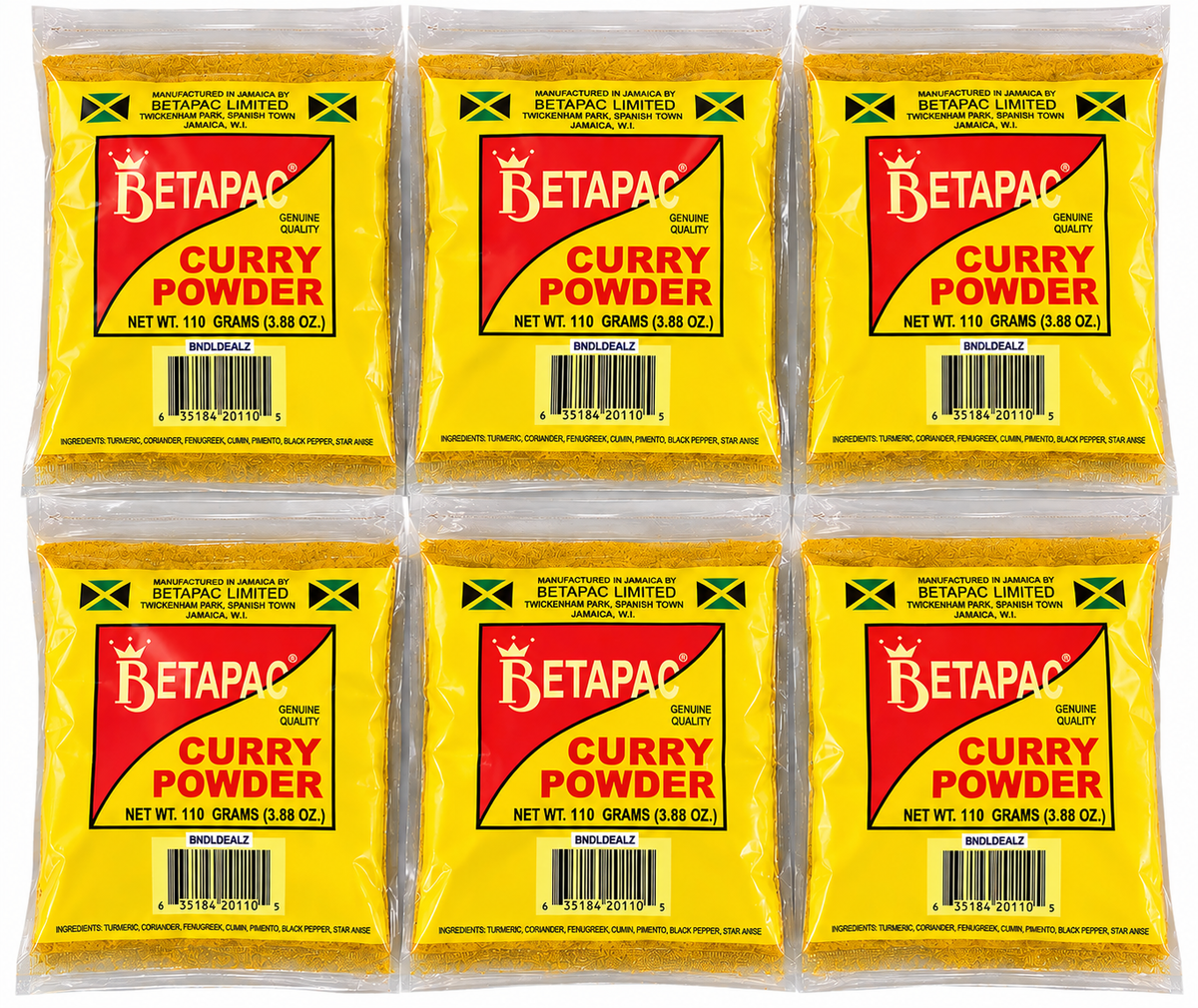 Betapac Curry Powder 6 Pack, 110g each, authentic Jamaican curry powder