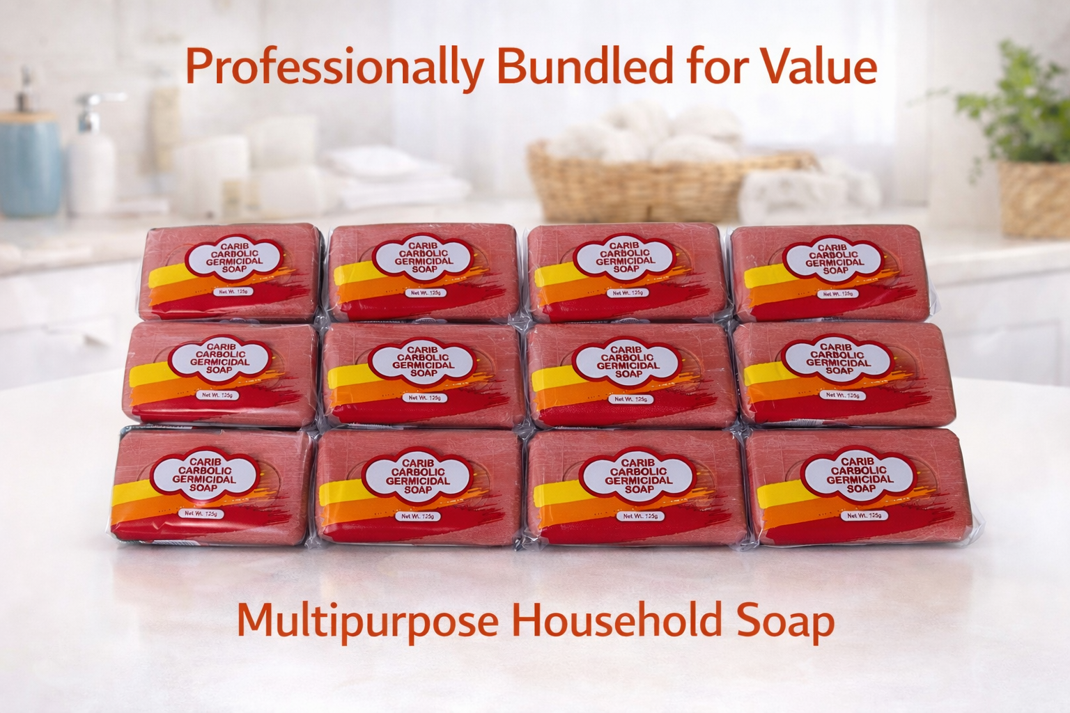 Carib Carbolic Germicidal Soap 12 Pack with twelve individually wrapped 125g soap bars