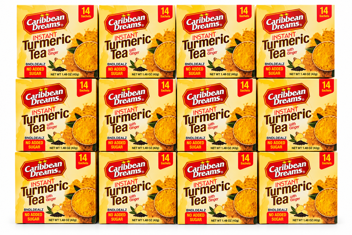 Caribbean Dreams Turmeric Tea with Ginger 12 pack, 14 sachets per box, no sugar added