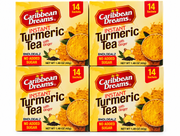 Caribbean Dreams Turmeric Tea with Ginger 4 pack, 14 sachets per box, no sugar added