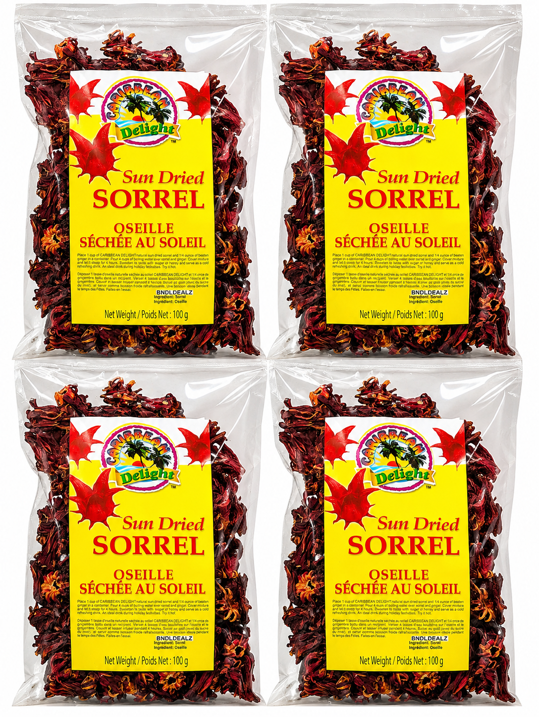 Caribbean Delight Sun Dried Sorrel 4 Pack 100g Each