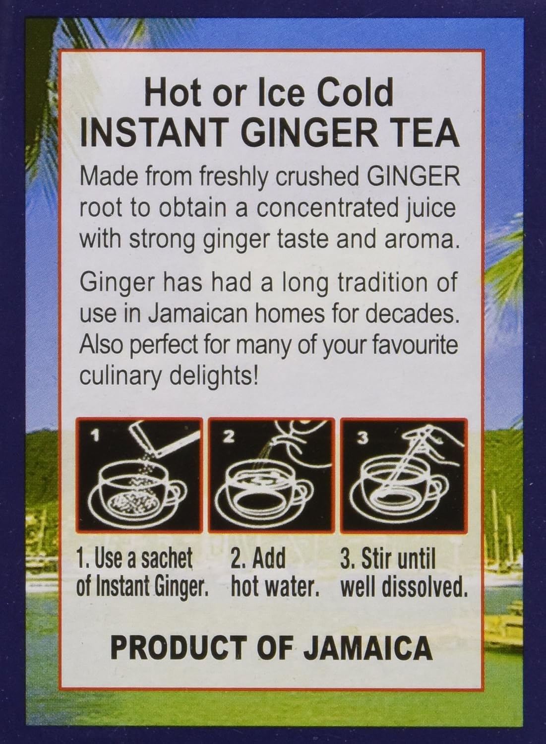 Caribbean Dreams Instant Ginger Tea Unsweetened 12 Pack | Herbal Tea 14 Sachets Each