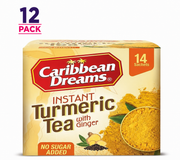 Caribbean Dreams Instant Turmeric Tea with Ginger 12 Pack | No Sugar Added | 14 Sachets Each