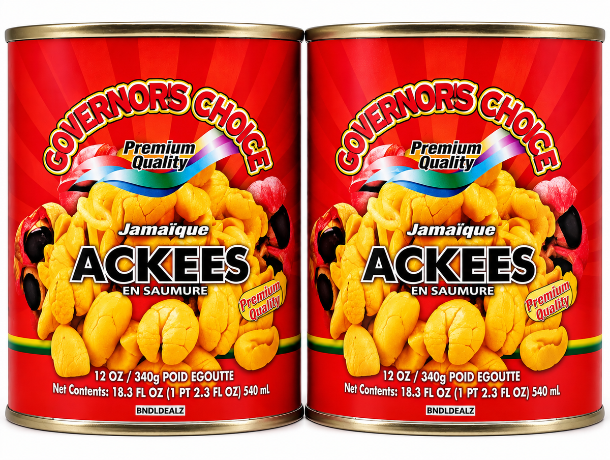 Ackee jamaïcain Governor’s Choice en saumure, lot de 2, poids égoutté de 340 g chacun, produit de Jamaïque