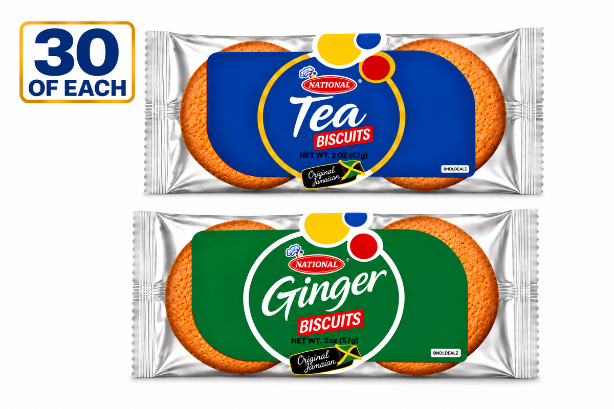 Assortiment de thé national et biscuits au gingembre, paquet de 10 | Snacks jamaïcains, 5 de chaque