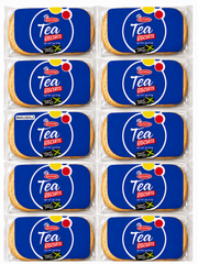 National Jamaican Tea Biscuits 10 Pack featuring ten individual 2 oz packs of authentic Caribbean tea biscuits with a light, crisp texture and buttery flavor.
