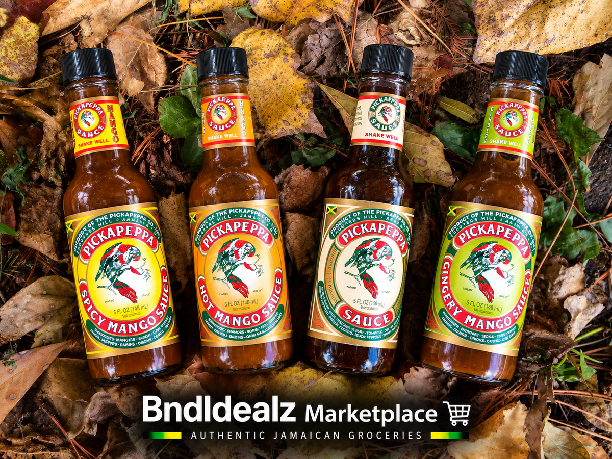 Pickapeppa Sauce variety 4 pack with Original, Hot Mango, Spicy Mango and Gingery Mango Jamaican sauces