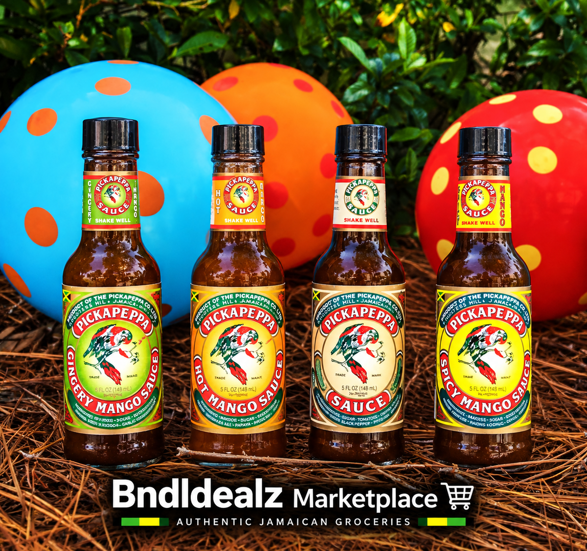 Pickapeppa Sauce variety 4 pack with Original, Hot Mango, Spicy Mango and Gingery Mango Jamaican sauces