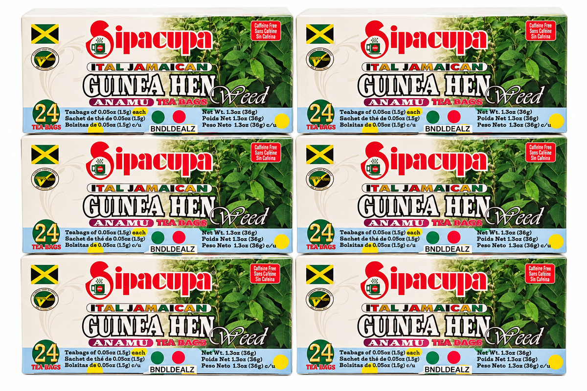 Sipacupa Anamu Tea Guinea Hen Jamaican herbal tea 6 pack with 24 caffeine-free tea bags per box