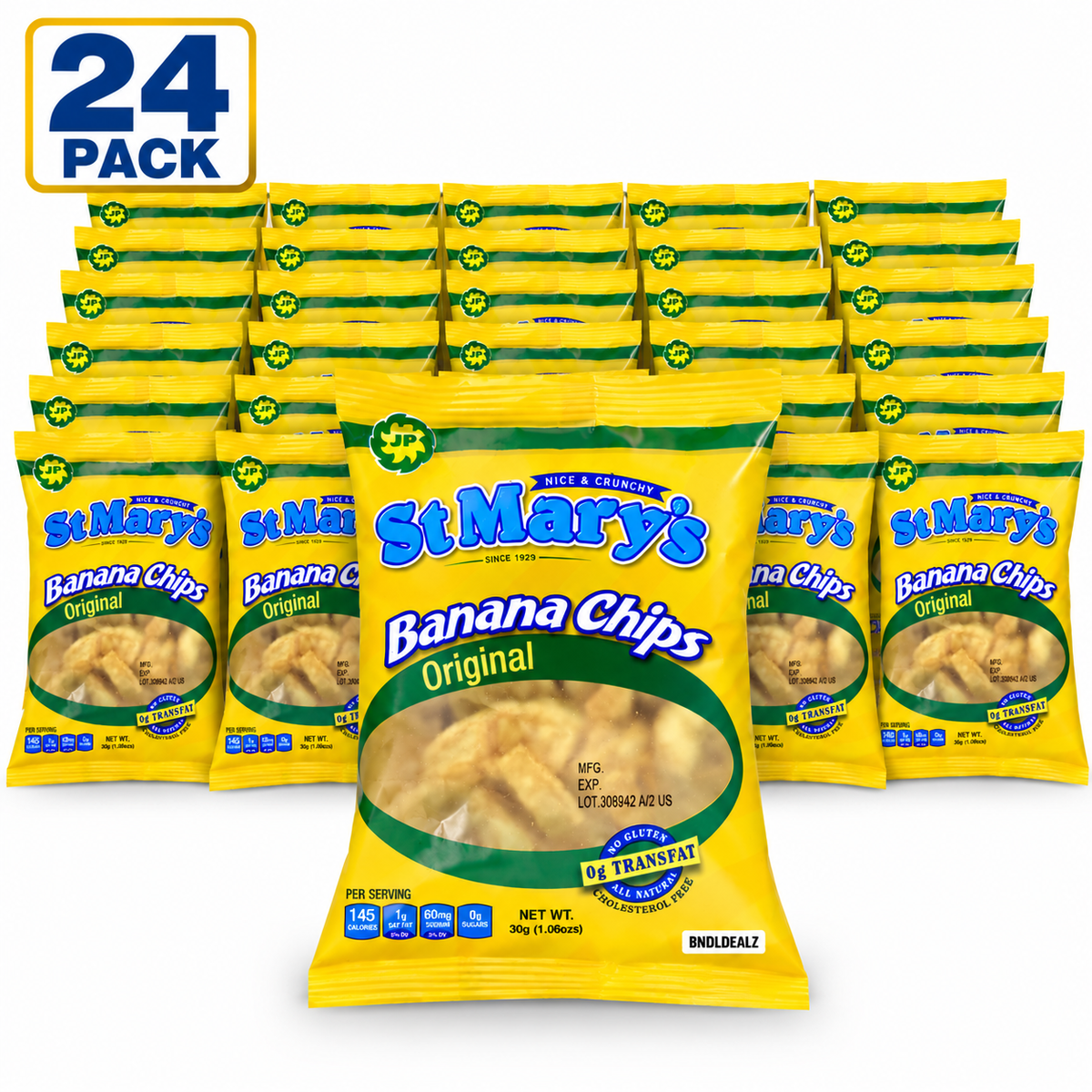 St. Mary's Banana Chips Original 24 Pack, 30g each, Jamaican banana chips