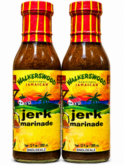 Walkerswood Jamaican Jerk Marinade 2 Pack by BNDLDEALZ featuring two 355mL bottles of authentic Jamaican jerk marinade for chicken, pork, beef, seafood, vegetables and BBQ recipes.