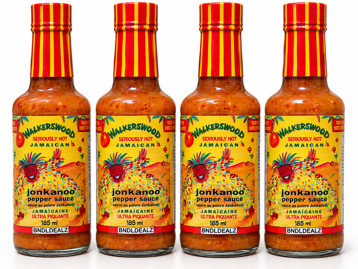 Walkerswood Jonkanoo Pepper Sauce 185mL 4 pack, seriously hot Jamaican pepper sauce