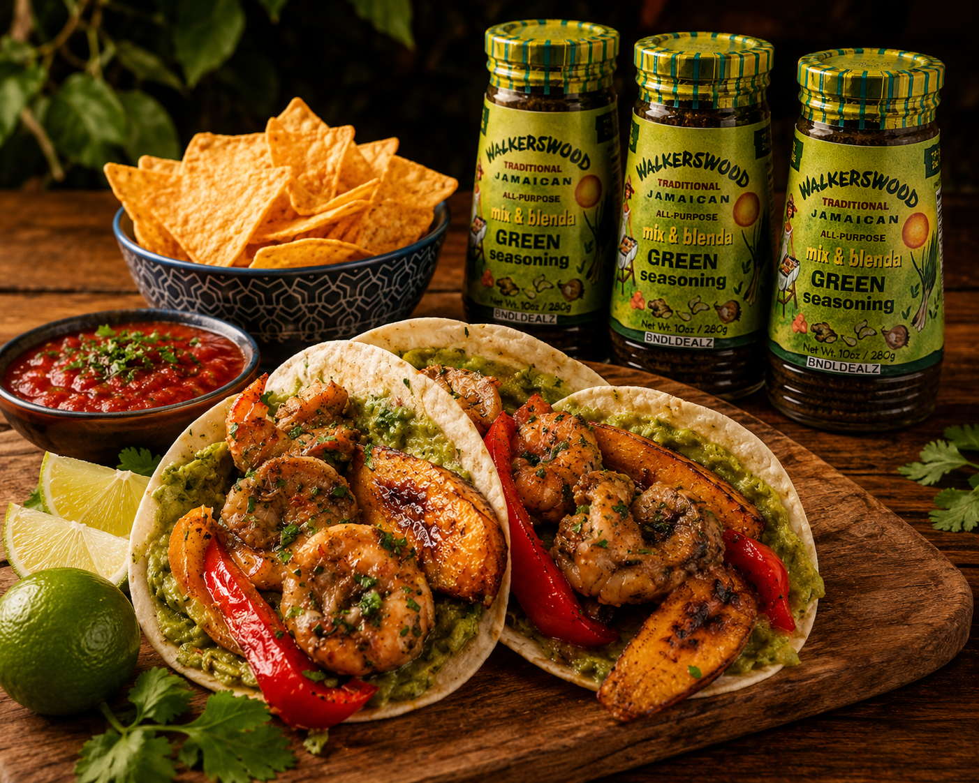 BNDLDEALZ Walkerswood Traditional Jamaican Mix & Blenda Green Seasoning 3 Pack, 10 oz jars, authentic all-purpose Caribbean seasoning.