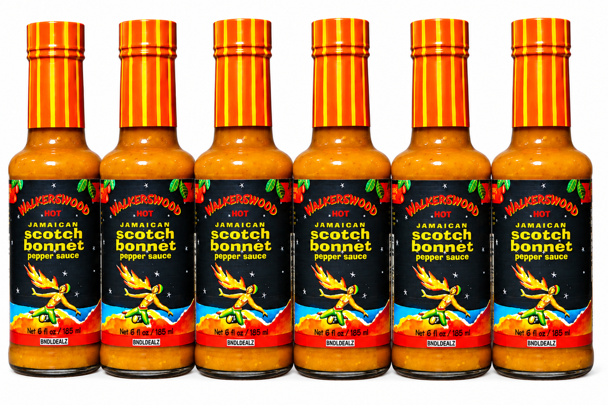 Walkerswood Scotch Bonnet Pepper Sauce Hot 6 pack with six 185mL bottles