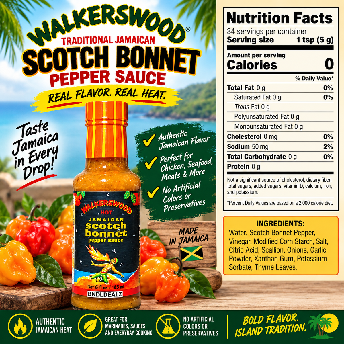 Walkerswood Scotch Bonnet Pepper Sauce nutrition facts and ingredients